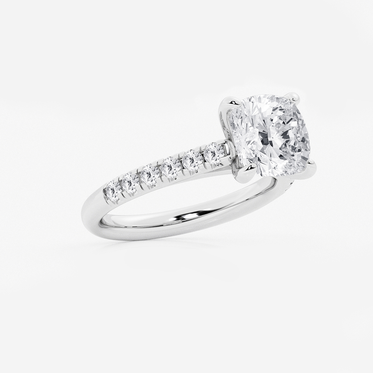 Additional Image 1 for  3 2/5 ctw Cushion Lab Grown Diamond French Pave Engagement Ring