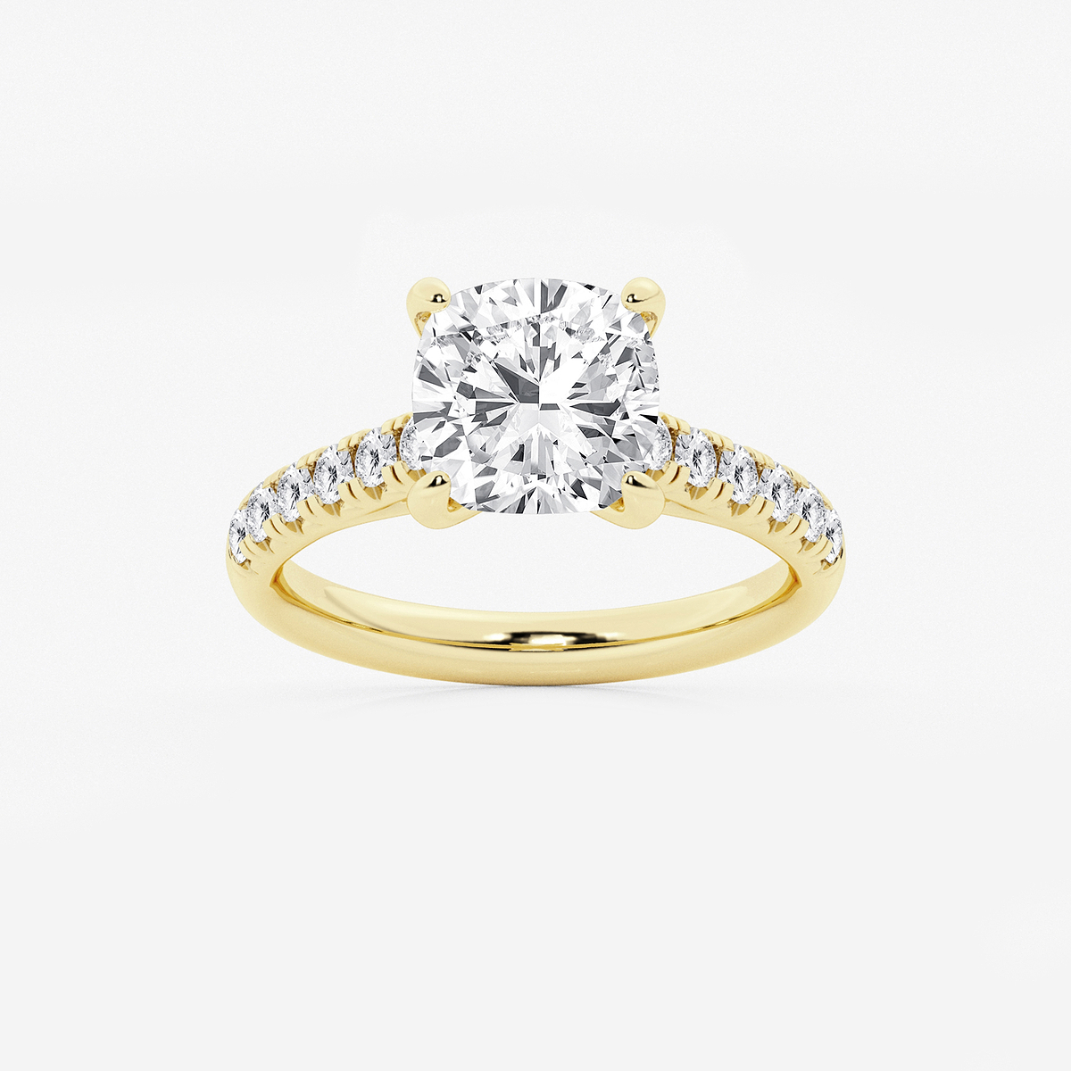 3 2/5 ctw Cushion Lab Grown Diamond French Pave Engagement Ring