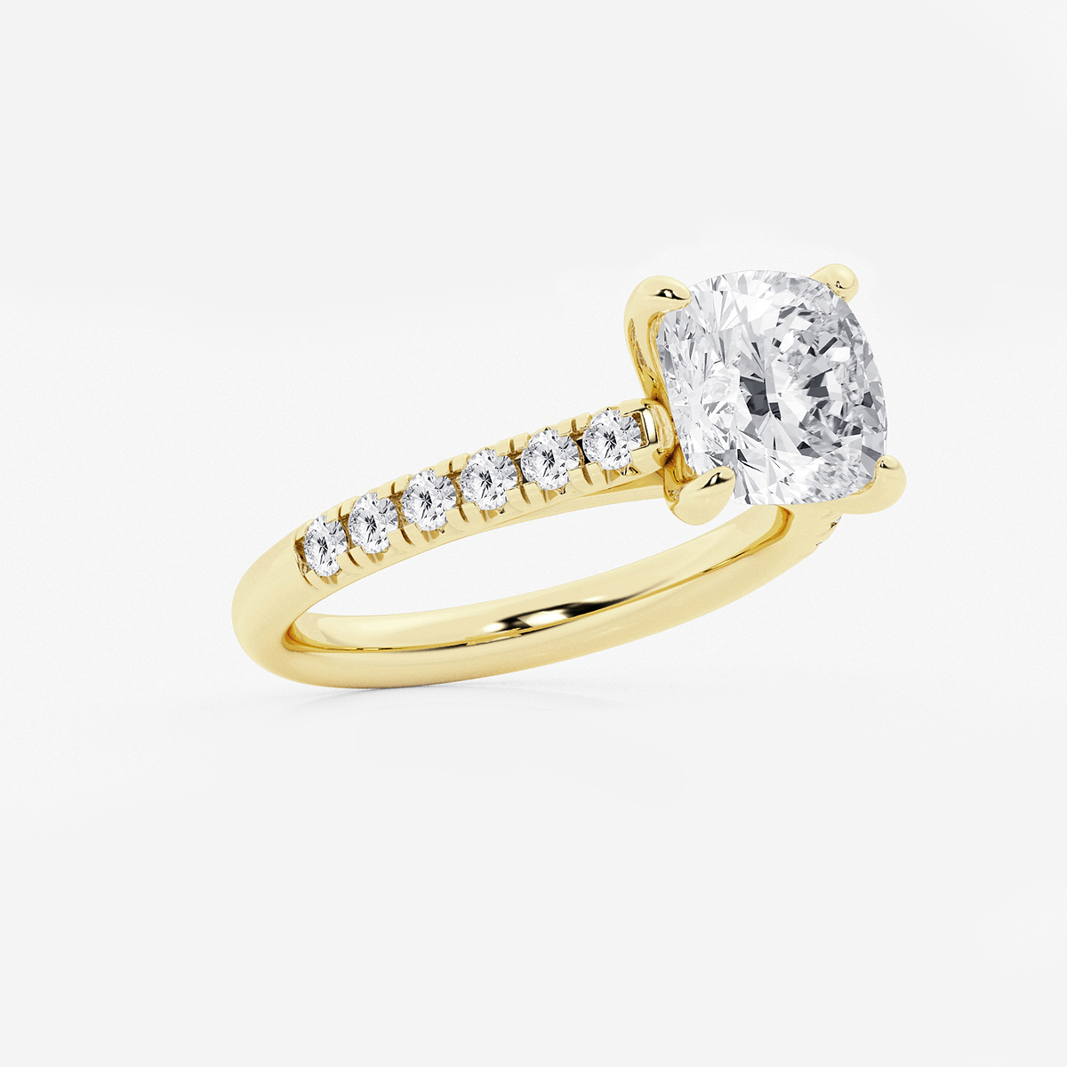 Additional Image 1 for  3 2/5 ctw Cushion Lab Grown Diamond French Pave Engagement Ring