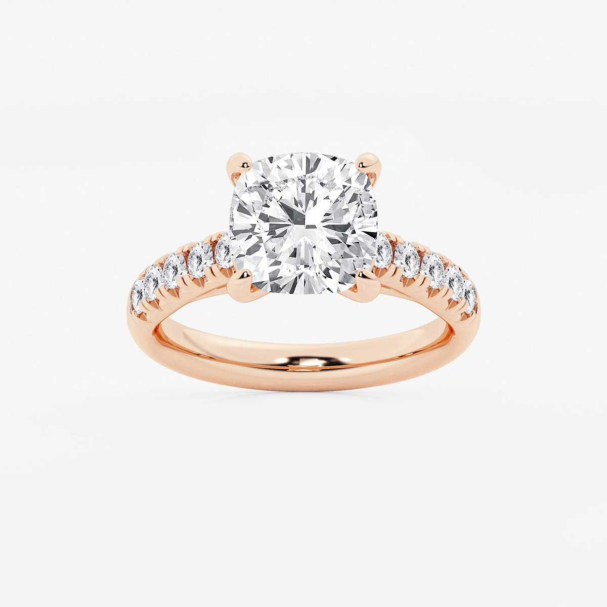 3 7/8 ctw Cushion Lab Grown Diamond French Pave Engagement Ring