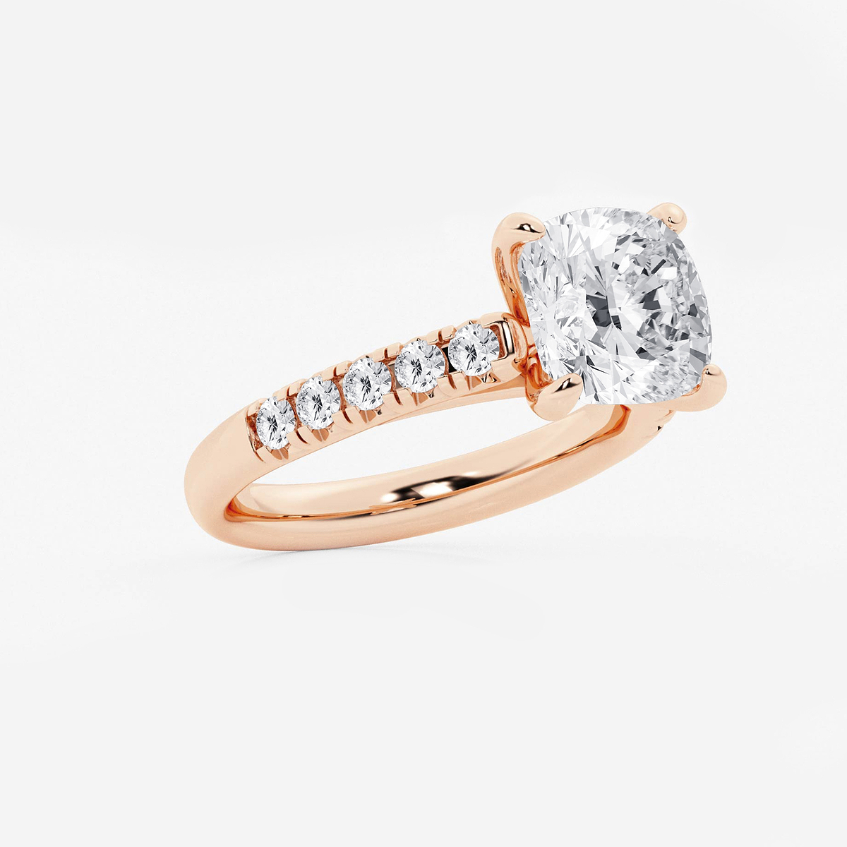Additional Image 1 for  3 7/8 ctw Cushion Lab Grown Diamond French Pave Engagement Ring