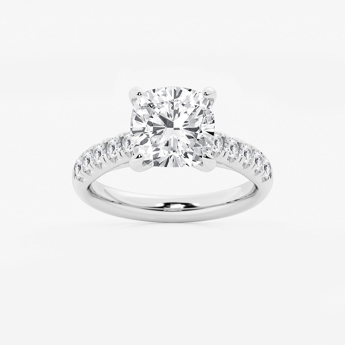 3 7/8 ctw Cushion Lab Grown Diamond French Pave Engagement Ring