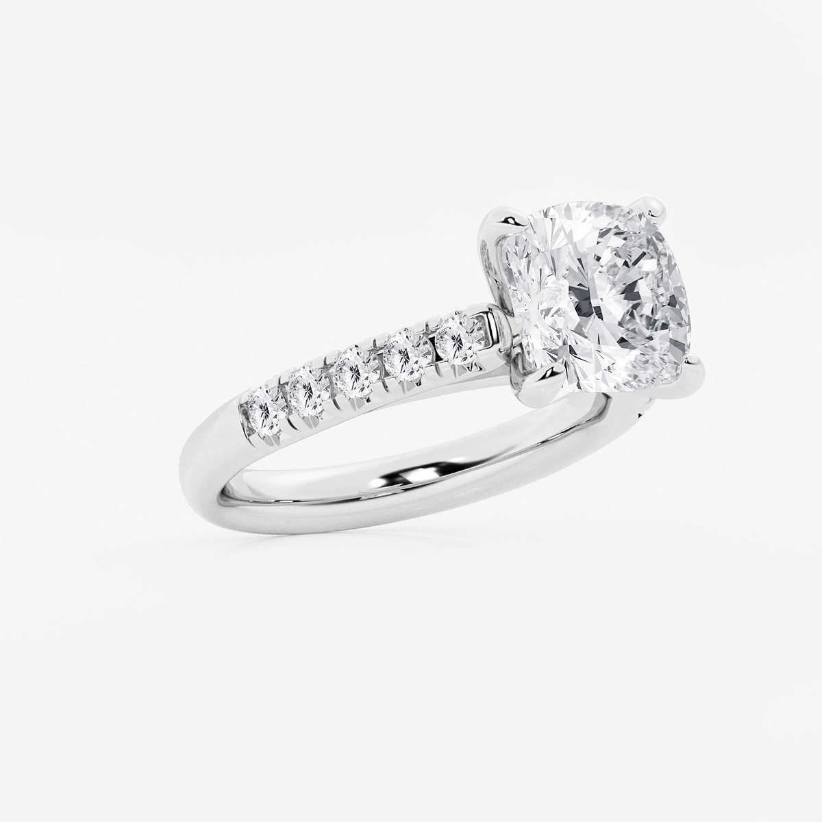 Additional Image 1 for  3 7/8 ctw Cushion Lab Grown Diamond French Pave Engagement Ring
