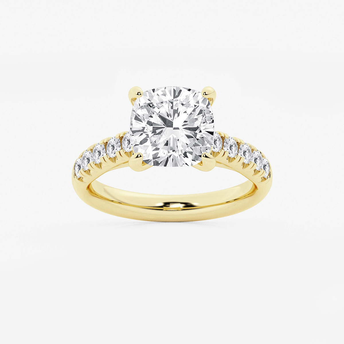 3 7/8 ctw Cushion Lab Grown Diamond French Pave Engagement Ring