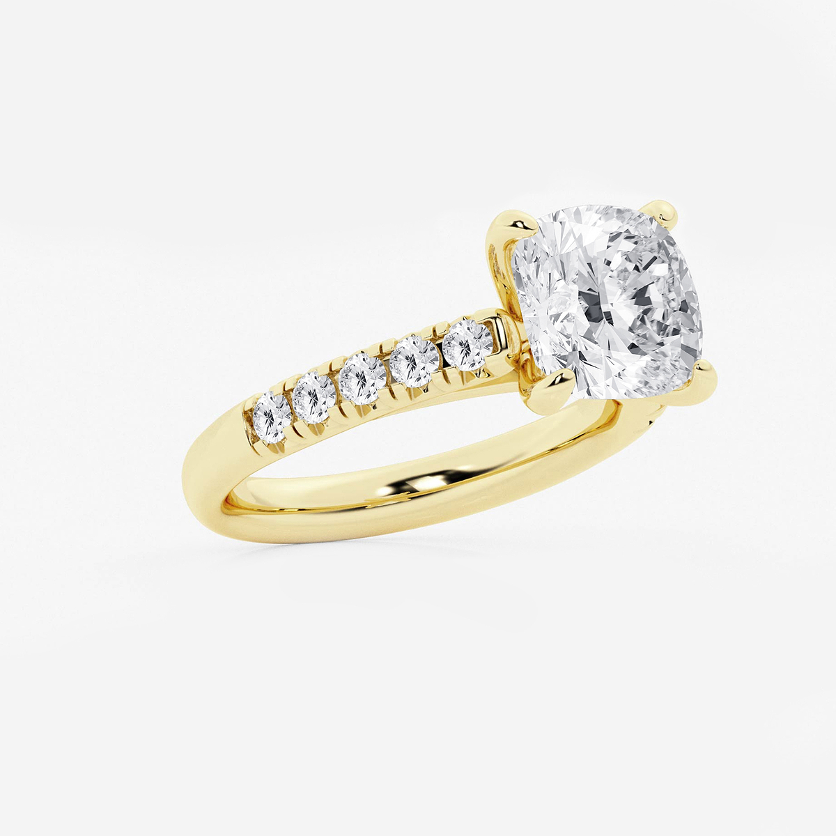 Additional Image 1 for  3 7/8 ctw Cushion Lab Grown Diamond French Pave Engagement Ring