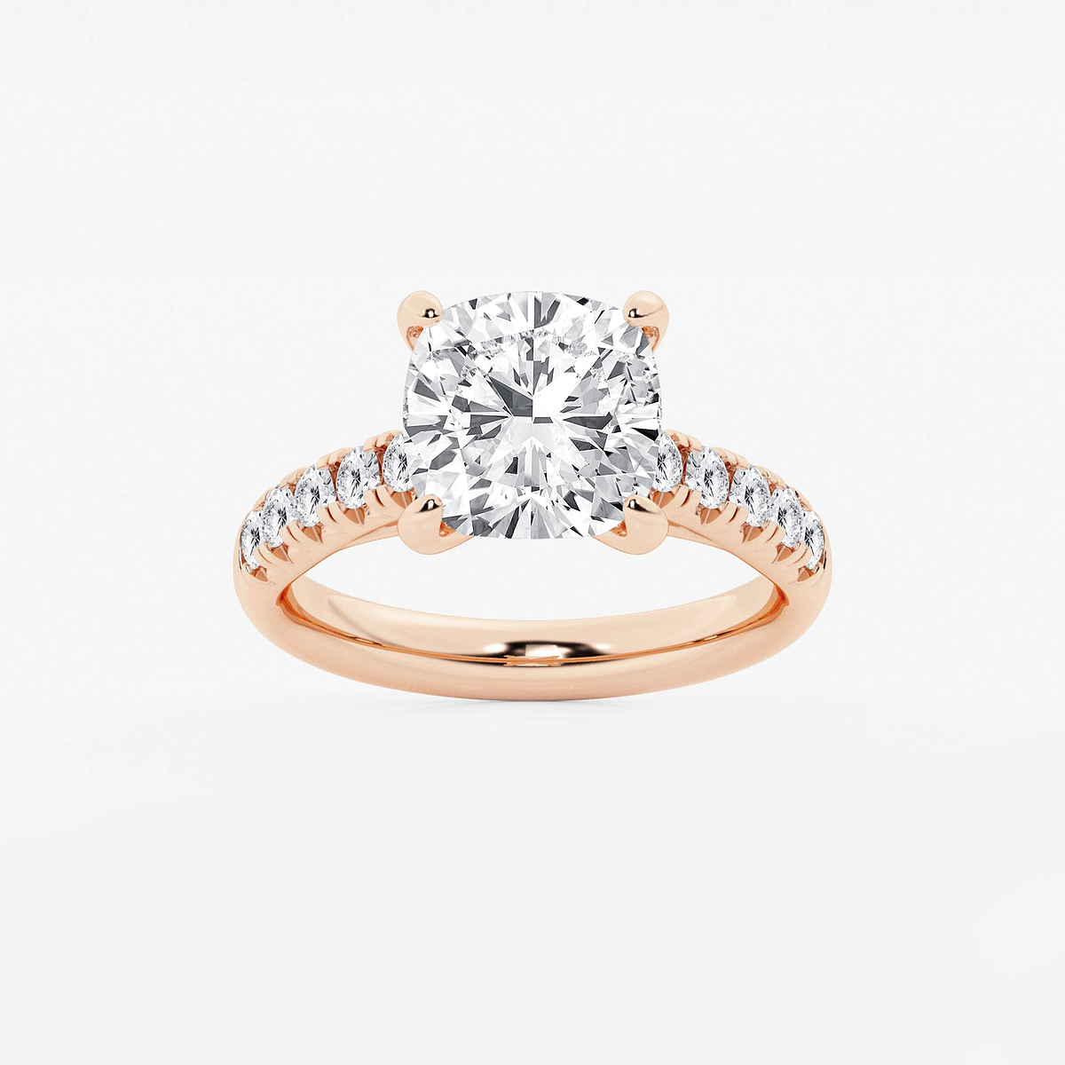 4 2/5 ctw Cushion Lab Grown Diamond French Pave Engagement Ring