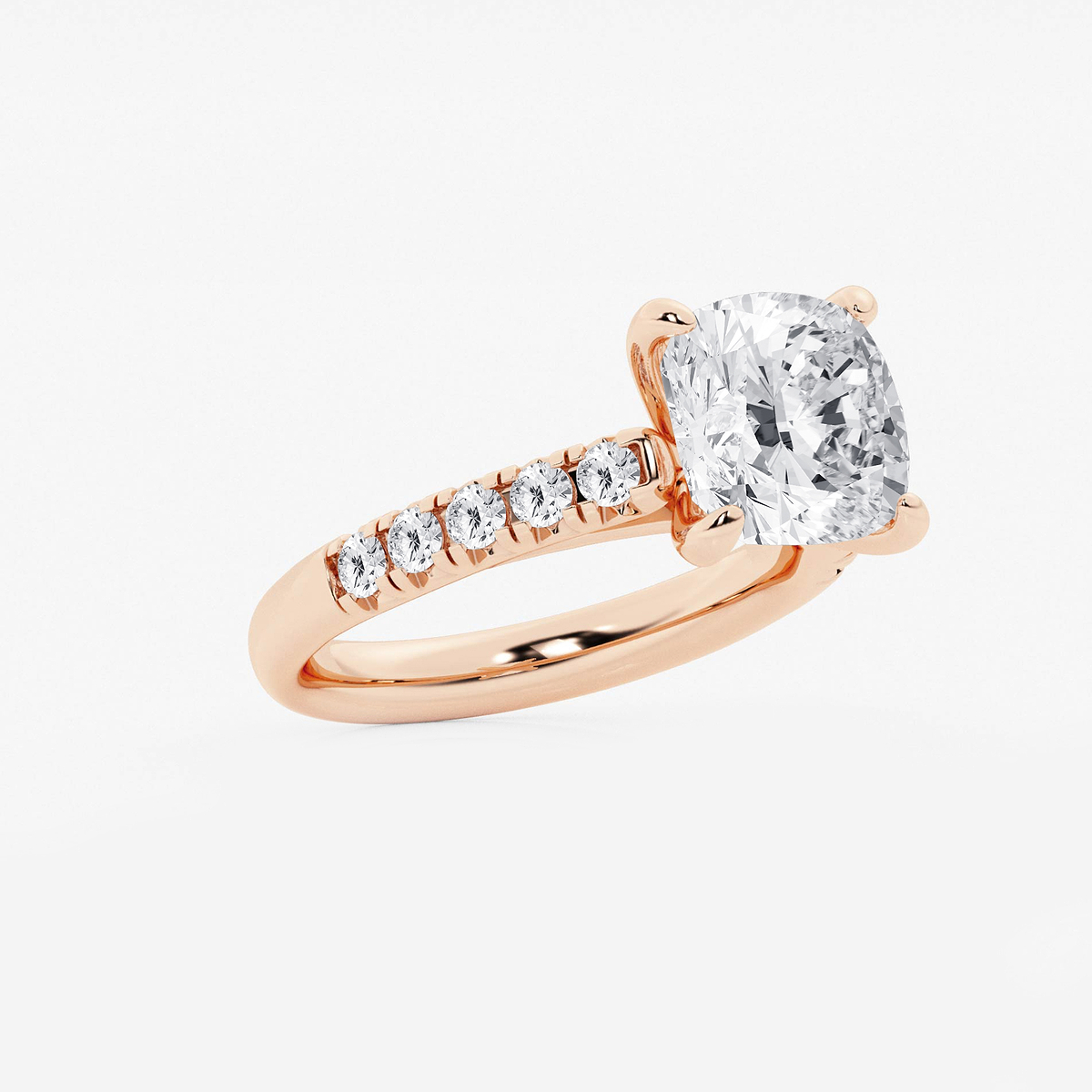 Additional Image 1 for  4 2/5 ctw Cushion Lab Grown Diamond French Pave Engagement Ring