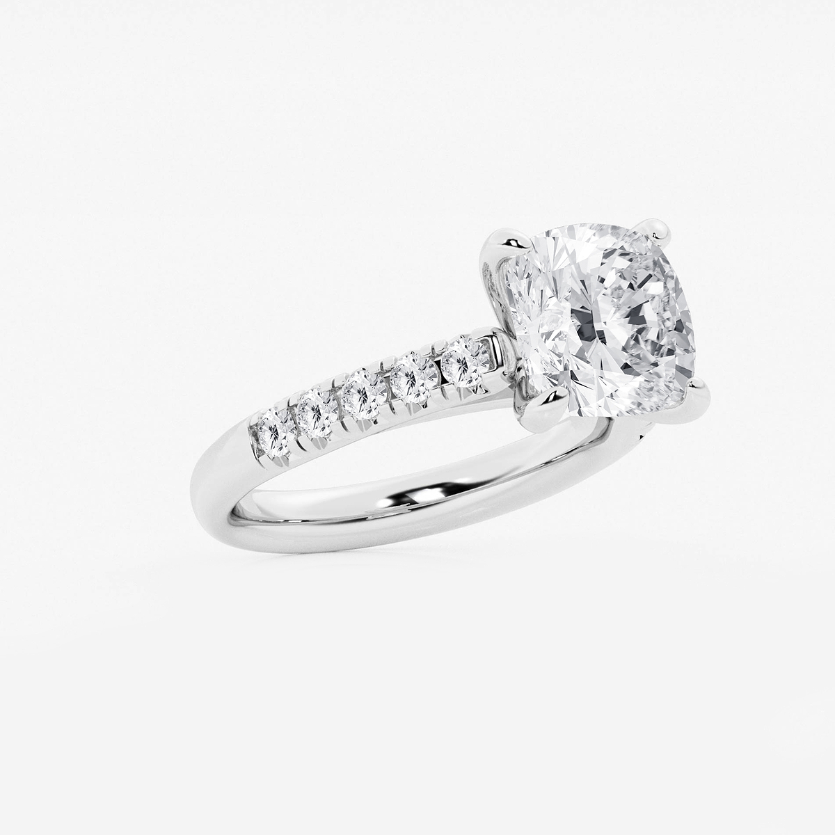 Additional Image 1 for  4 2/5 ctw Cushion Lab Grown Diamond French Pave Engagement Ring