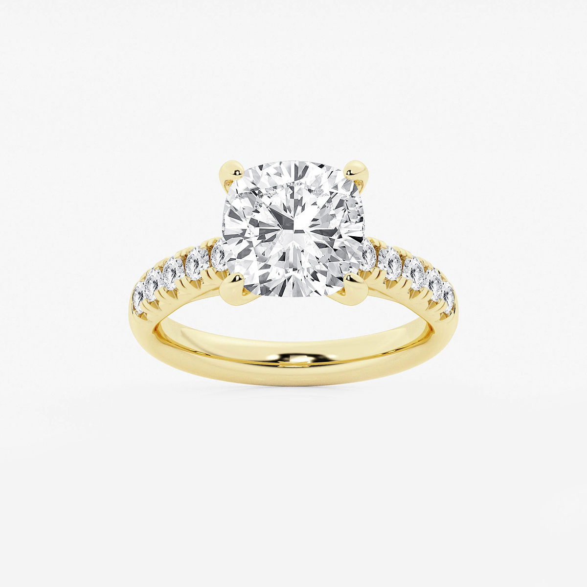 4 2/5 ctw Cushion Lab Grown Diamond French Pave Engagement Ring