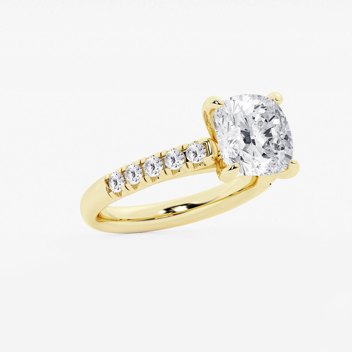 Additional Image 1 for  4 2/5 ctw Cushion Lab Grown Diamond French Pave Engagement Ring