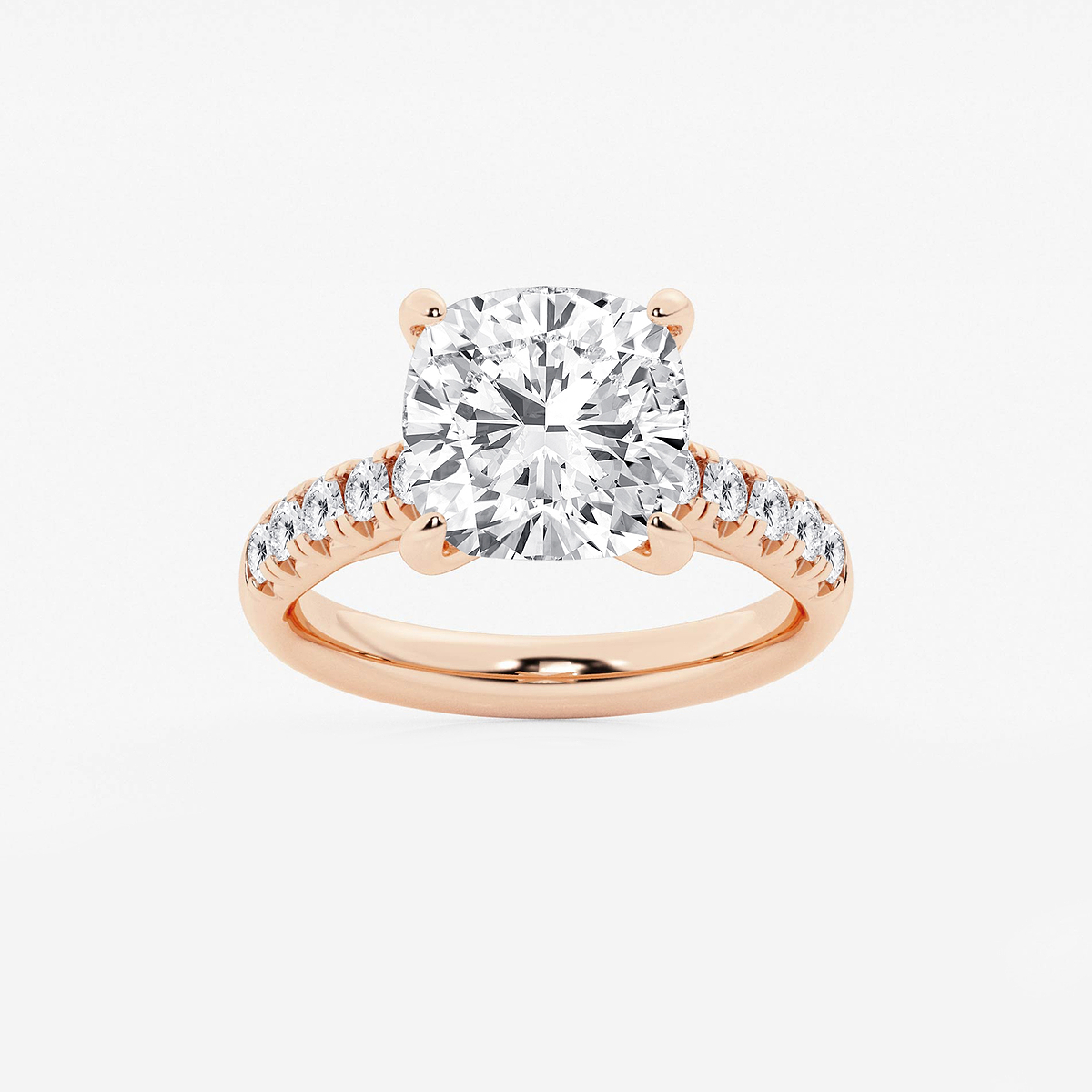 5 2/5 ctw Cushion Lab Grown Diamond French Pave Engagement Ring