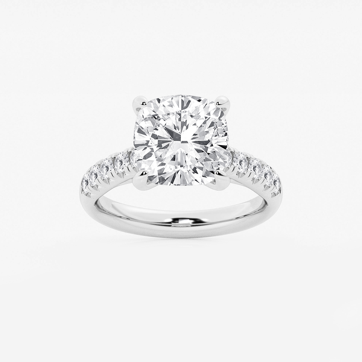 5 2/5 ctw Cushion Lab Grown Diamond French Pave Engagement Ring