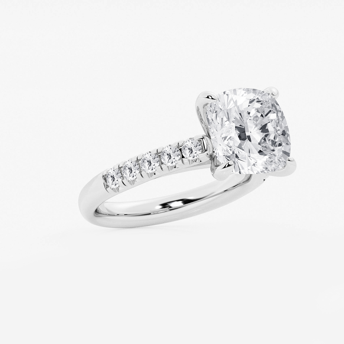 Additional Image 1 for  5 2/5 ctw Cushion Lab Grown Diamond French Pave Engagement Ring