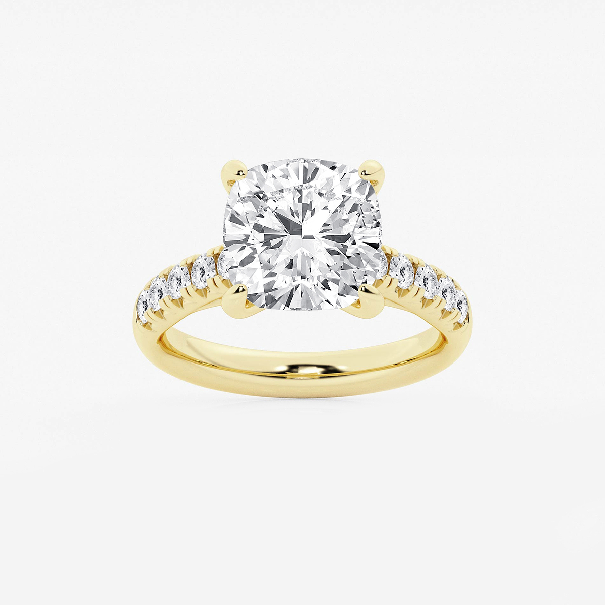 5 2/5 ctw Cushion Lab Grown Diamond French Pave Engagement Ring