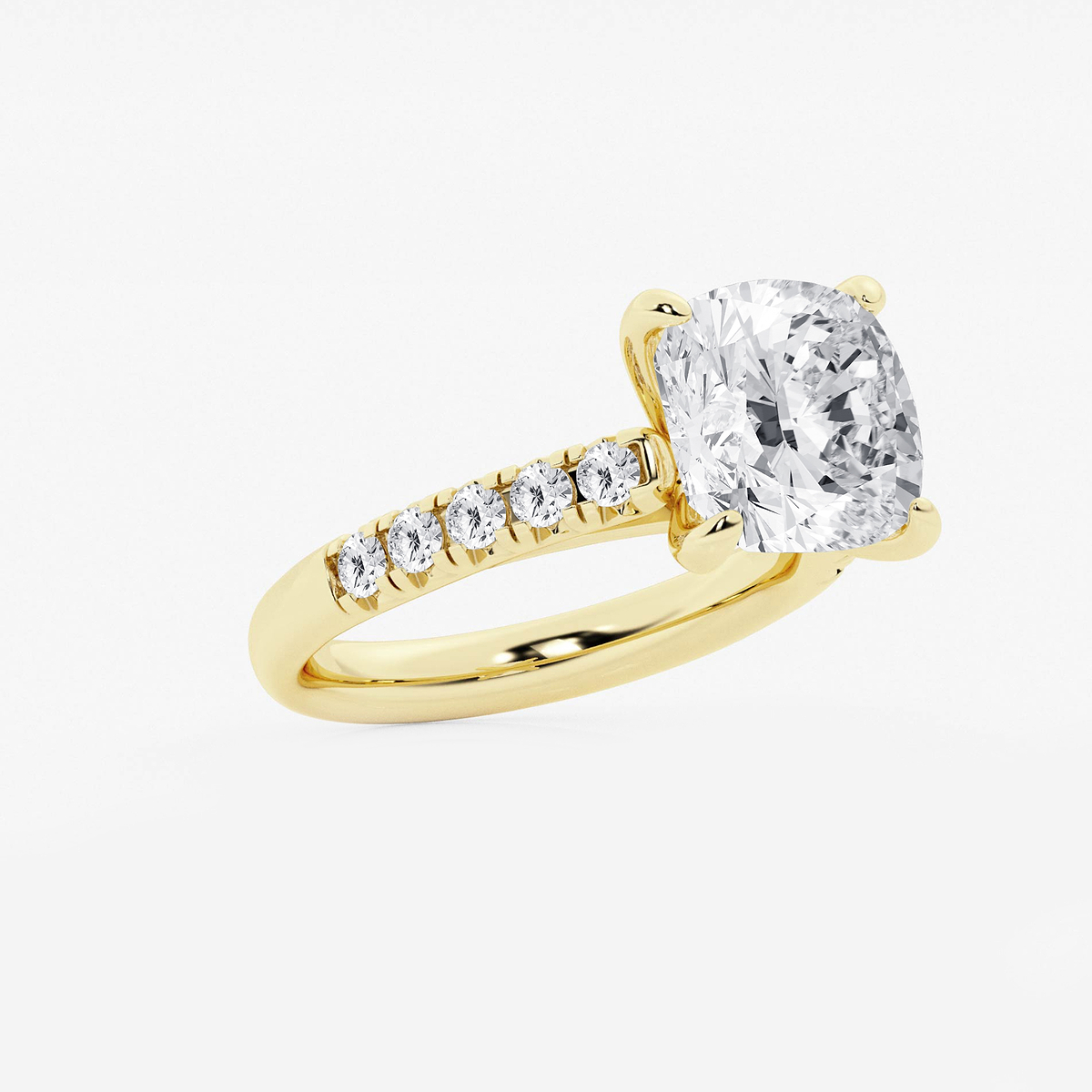 Additional Image 1 for  5 2/5 ctw Cushion Lab Grown Diamond French Pave Engagement Ring