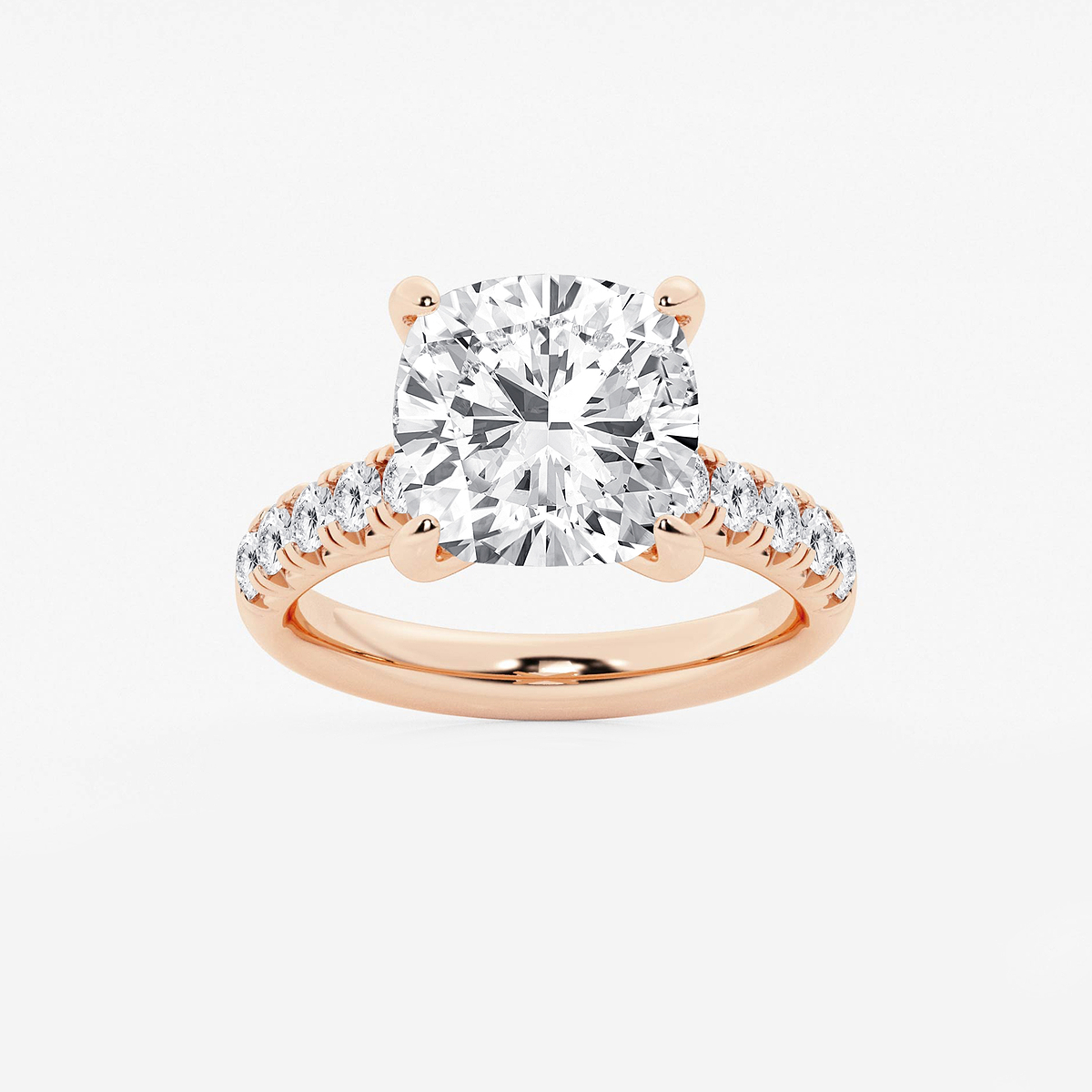 6 1/2 ctw Cushion Lab Grown Diamond French Pave Engagement Ring