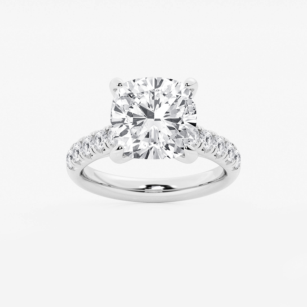 6 1/2 ctw Cushion Lab Grown Diamond French Pave Engagement Ring