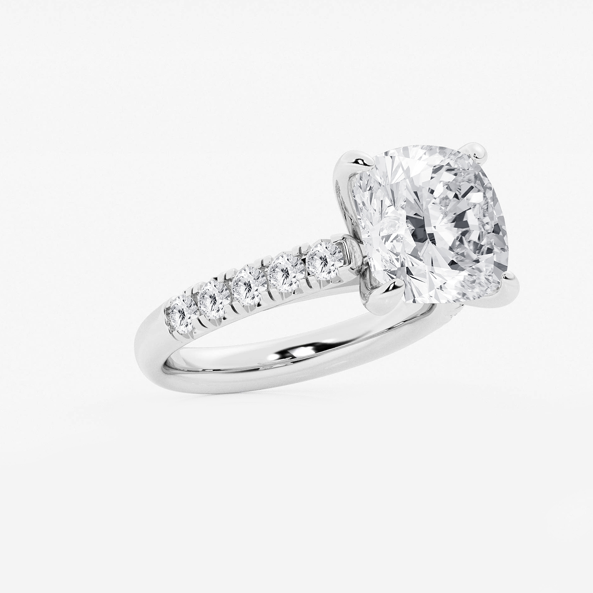 Additional Image 1 for  6 1/2 ctw Cushion Lab Grown Diamond French Pave Engagement Ring