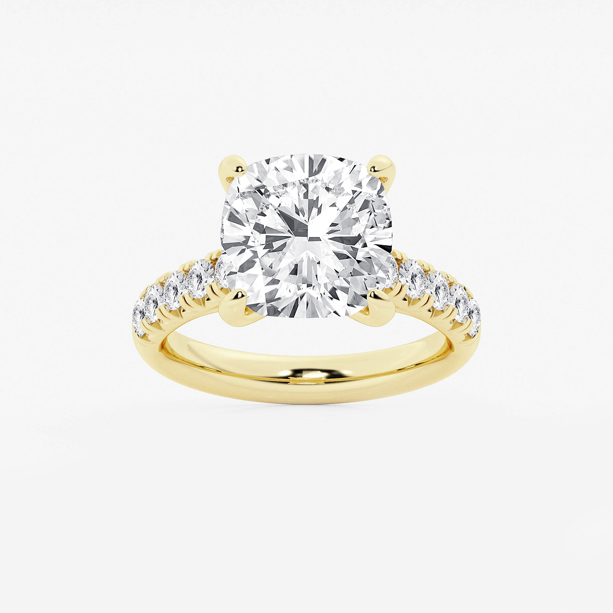 6 1/2 ctw Cushion Lab Grown Diamond French Pave Engagement Ring