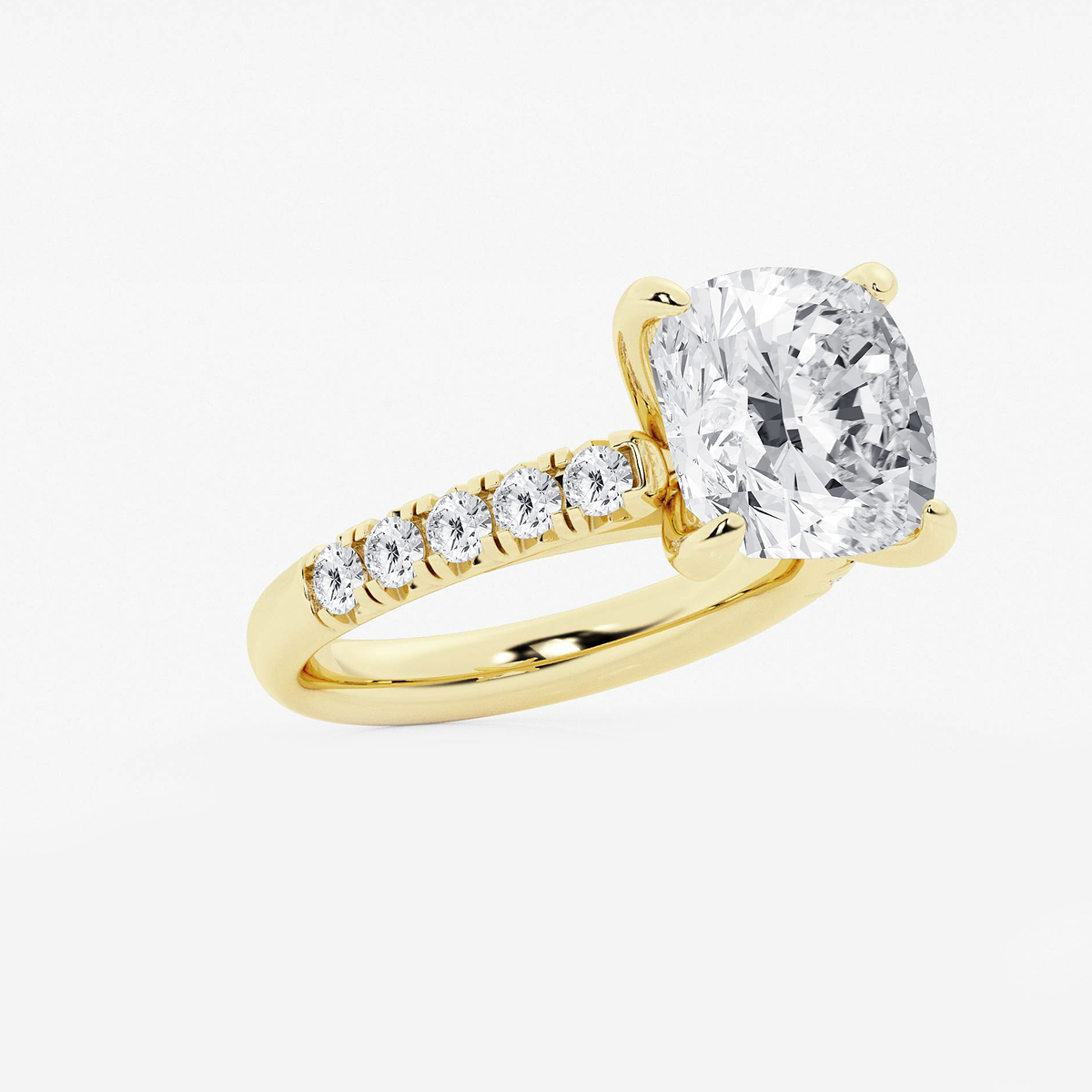 Additional Image 1 for  6 1/2 ctw Cushion Lab Grown Diamond French Pave Engagement Ring