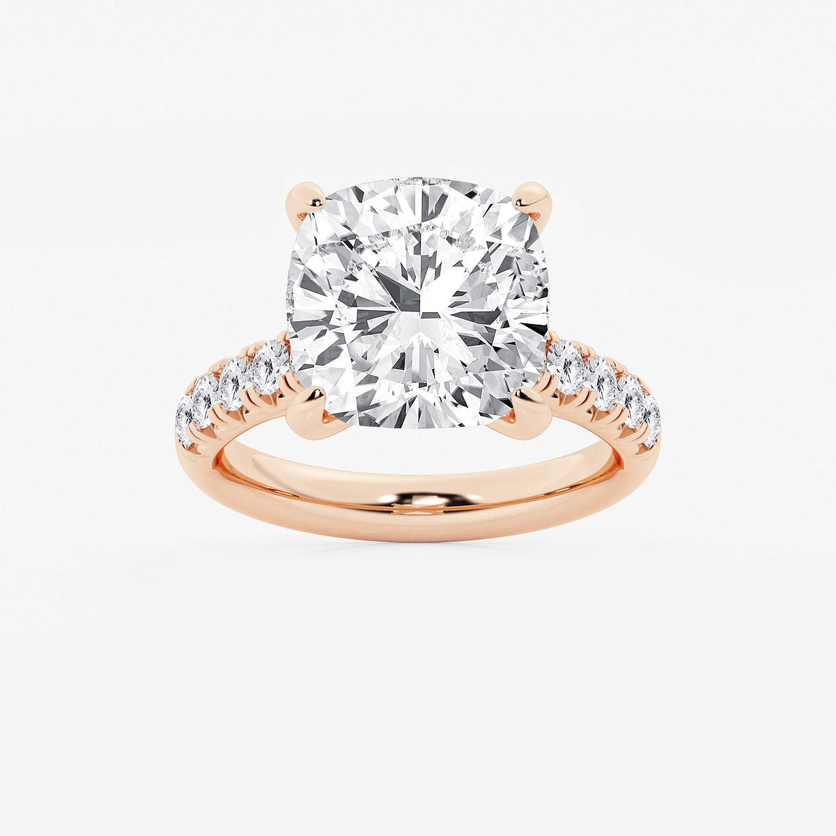 8 1/2 ctw Cushion Lab Grown Diamond French Pave Engagement Ring