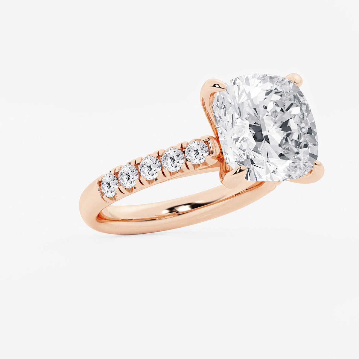 Additional Image 1 for  8 1/2 ctw Cushion Lab Grown Diamond French Pave Engagement Ring