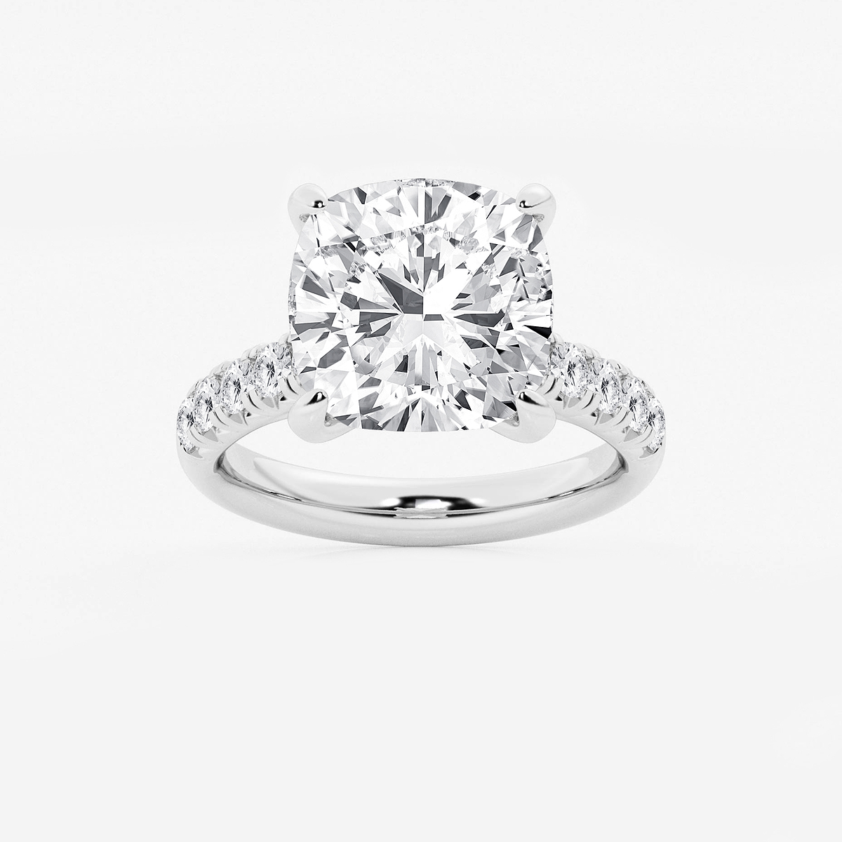 8 1/2 ctw Cushion Lab Grown Diamond French Pave Engagement Ring