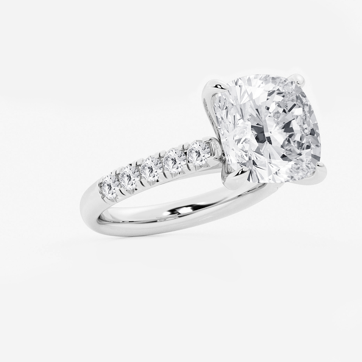 Additional Image 1 for  8 1/2 ctw Cushion Lab Grown Diamond French Pave Engagement Ring