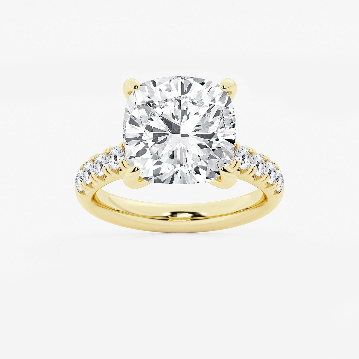 8 1/2 ctw Cushion Lab Grown Diamond French Pave Engagement Ring