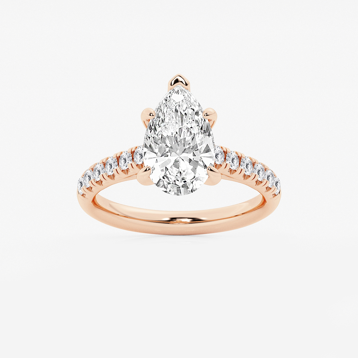 2 7/8 ctw Pear Lab Grown Diamond French Pave Engagement Ring