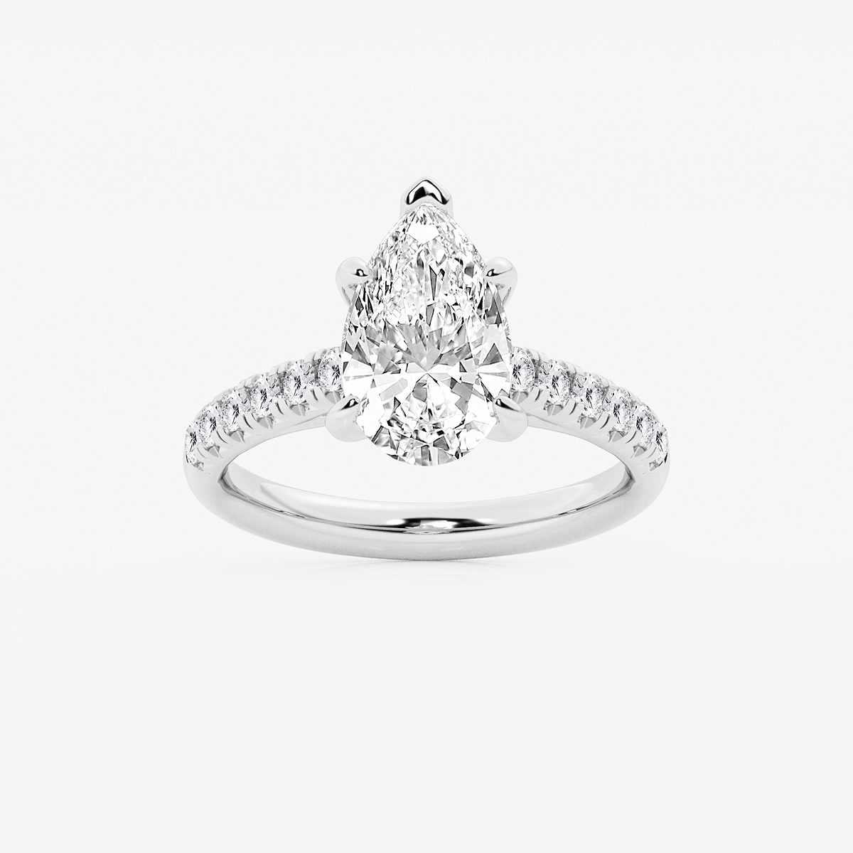 2 7/8 ctw Pear Lab Grown Diamond French Pave Engagement Ring
