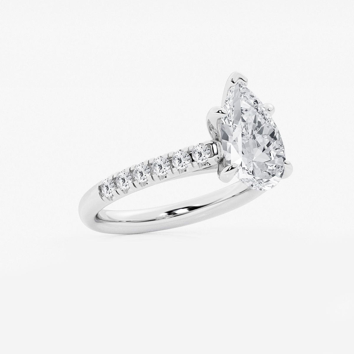 Additional Image 1 for  2 7/8 ctw Pear Lab Grown Diamond French Pave Engagement Ring