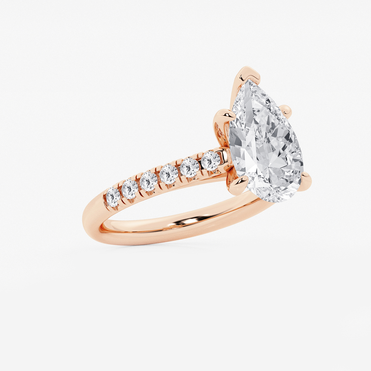 Additional Image 1 for  3 2/5 ctw Pear Lab Grown Diamond French Pave Engagement Ring