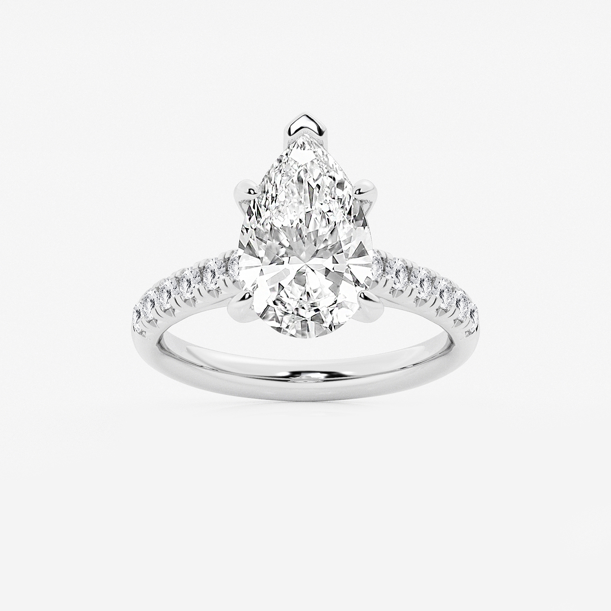 3 2/5 ctw Pear Lab Grown Diamond French Pave Engagement Ring