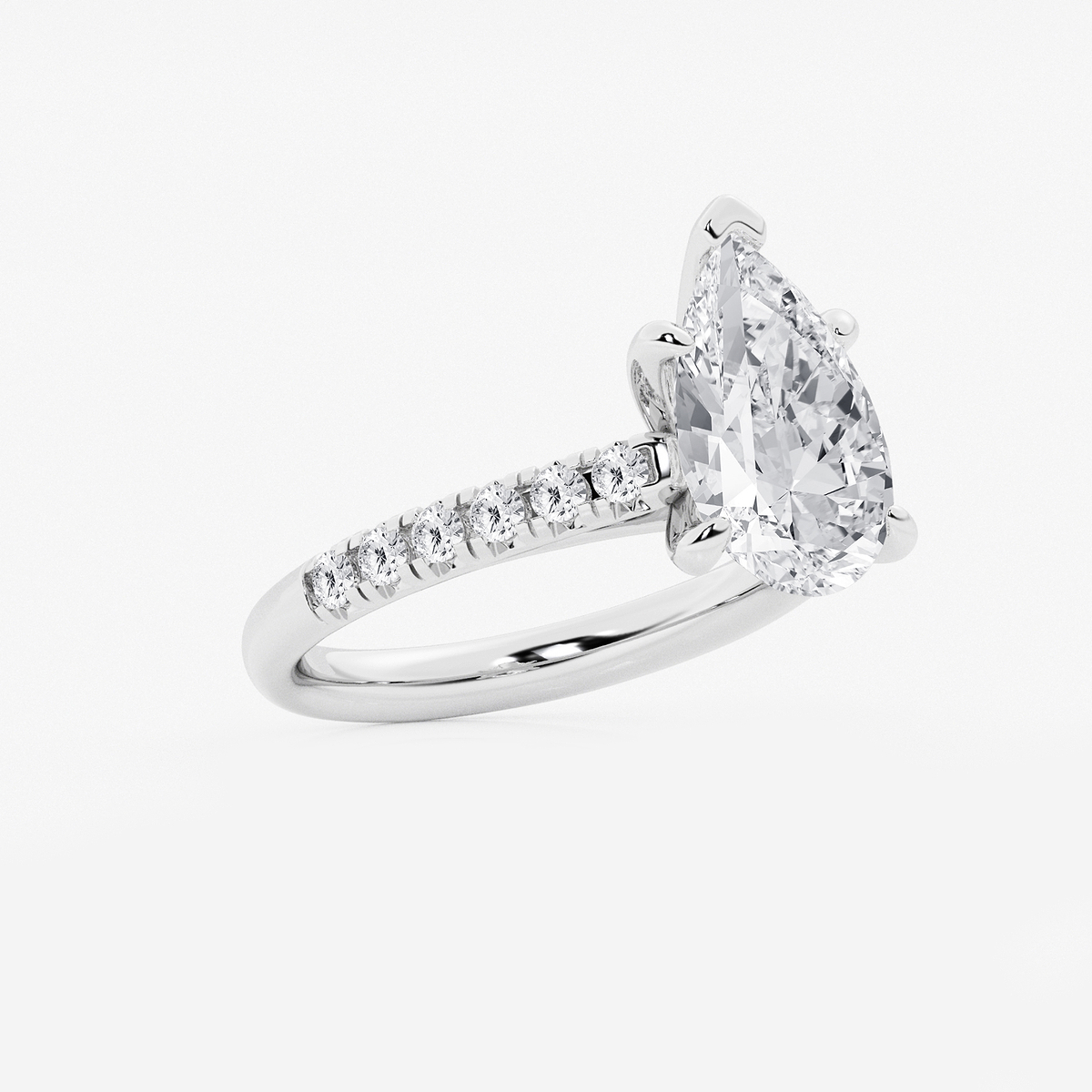 Additional Image 1 for  3 2/5 ctw Pear Lab Grown Diamond French Pave Engagement Ring