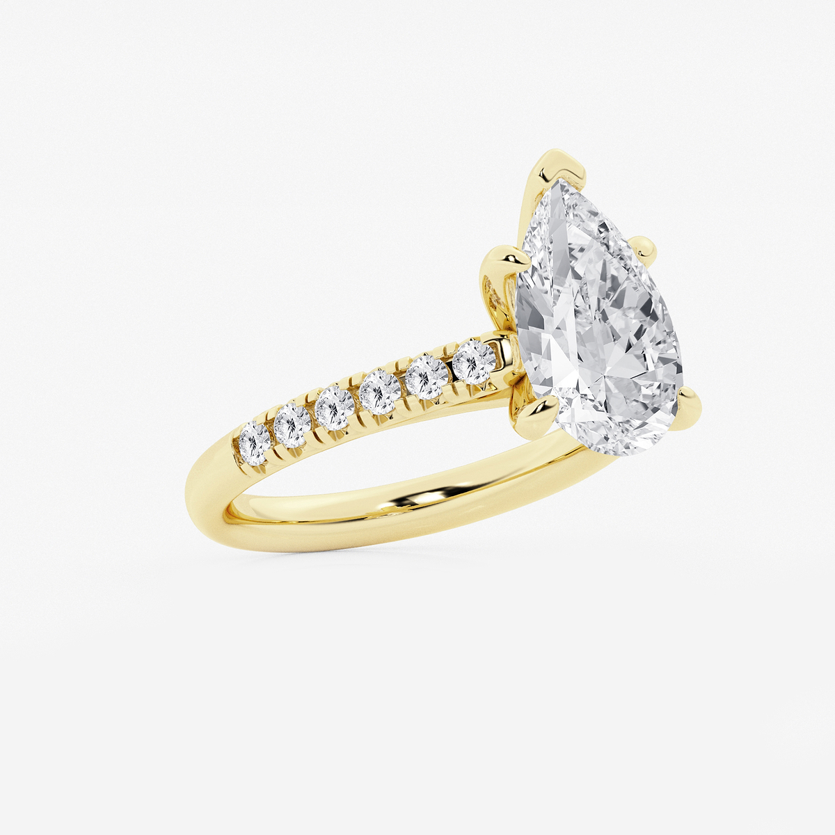 Additional Image 1 for  3 2/5 ctw Pear Lab Grown Diamond French Pave Engagement Ring
