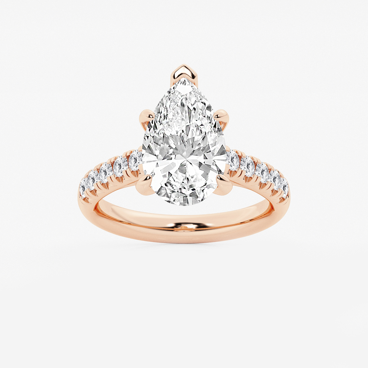 3 7/8 ctw Pear Lab Grown Diamond French Pave Engagement Ring