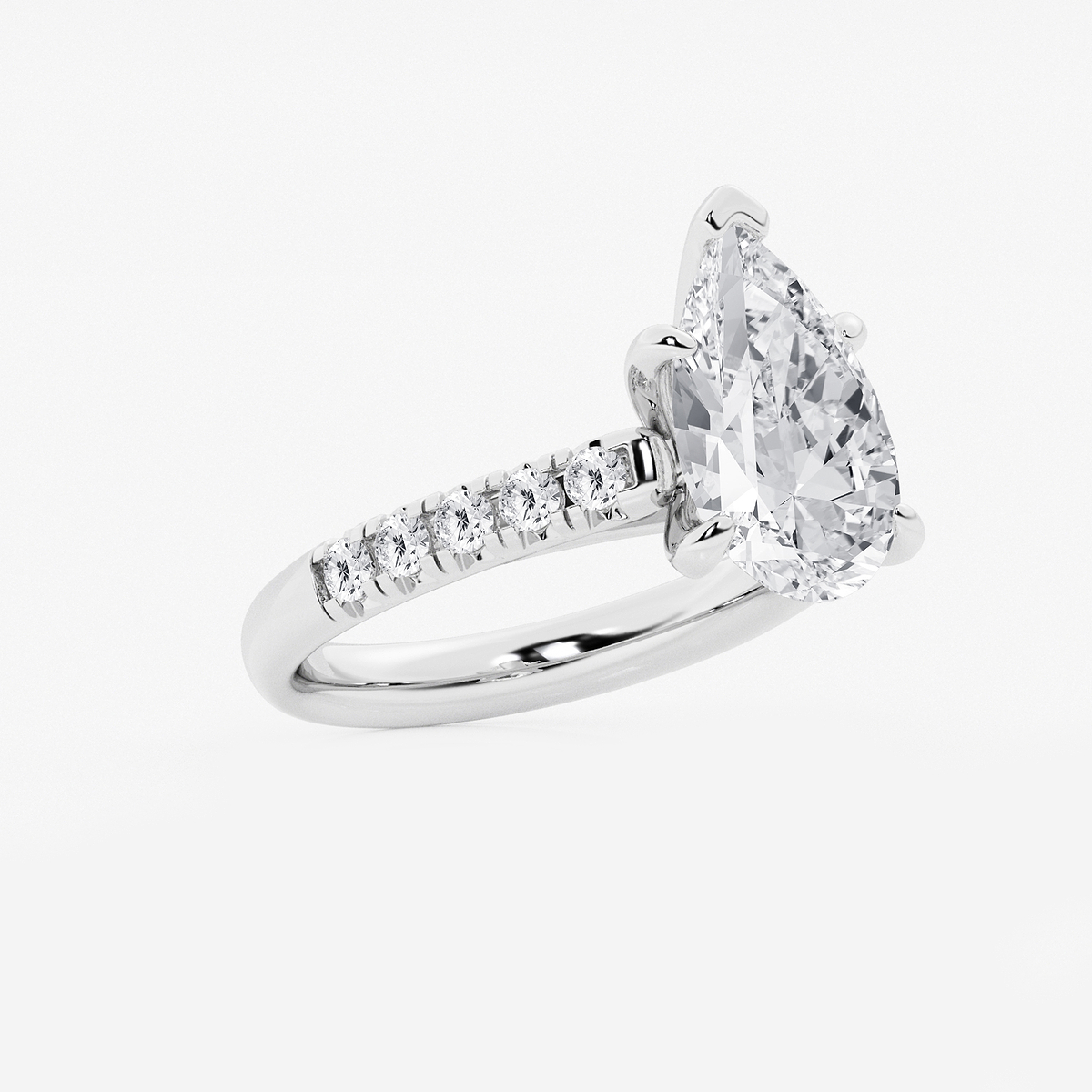 Additional Image 1 for  3 7/8 ctw Pear Lab Grown Diamond French Pave Engagement Ring