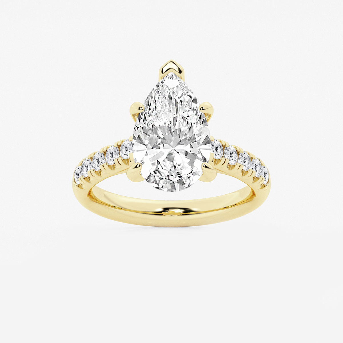 3 7/8 ctw Pear Lab Grown Diamond French Pave Engagement Ring