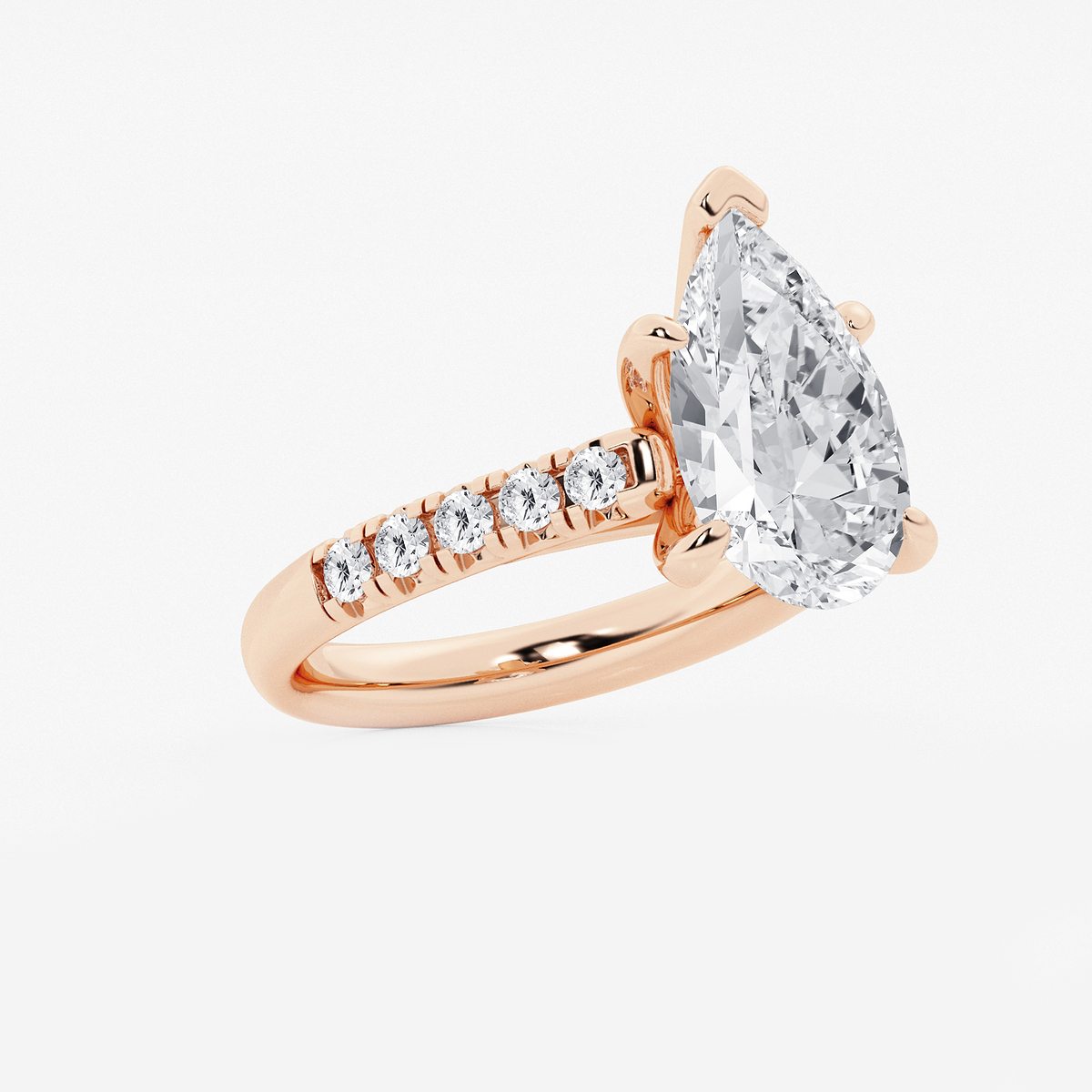 Additional Image 1 for  4 2/5 ctw Pear Lab Grown Diamond French Pave Engagement Ring