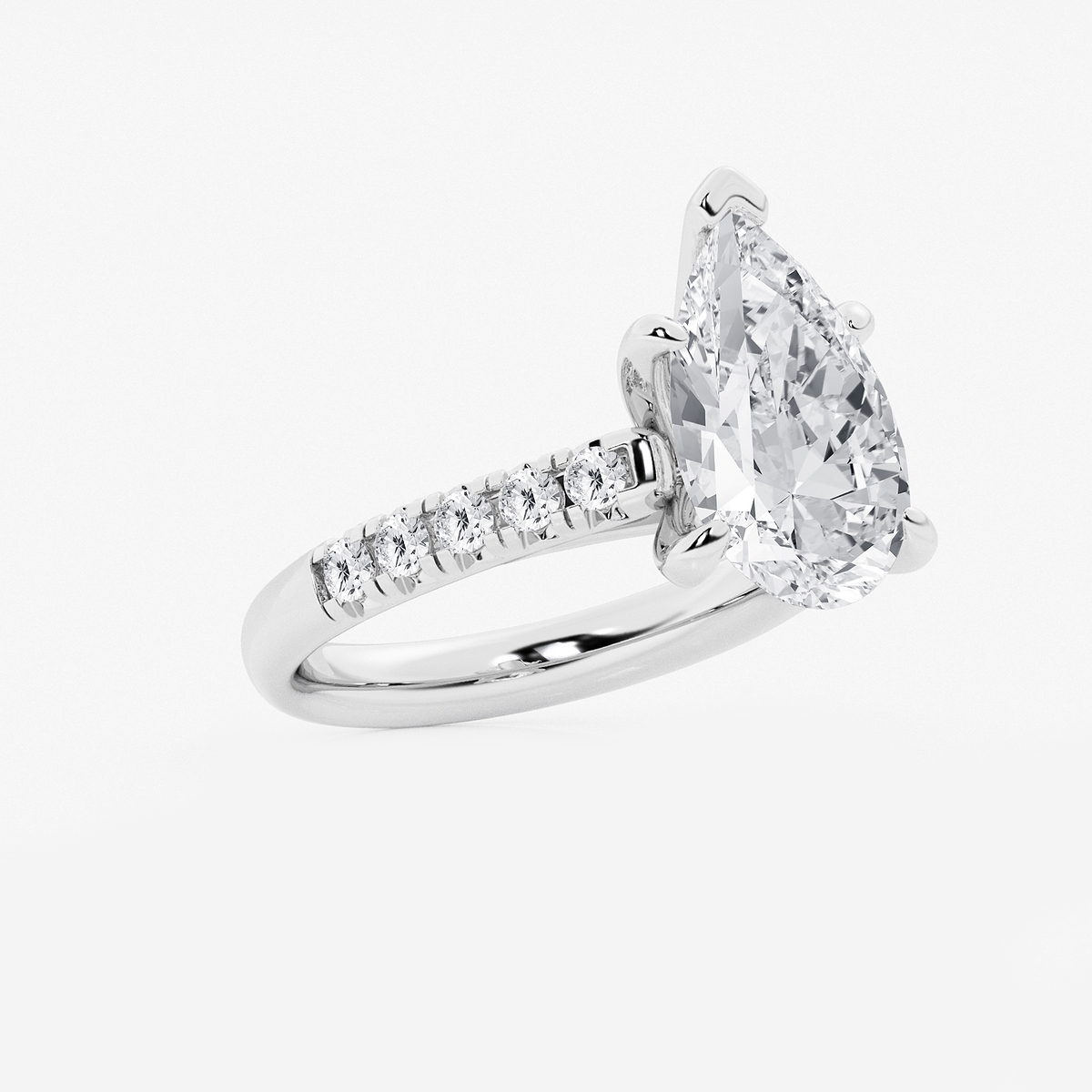 Additional Image 1 for  4 2/5 ctw Pear Lab Grown Diamond French Pave Engagement Ring