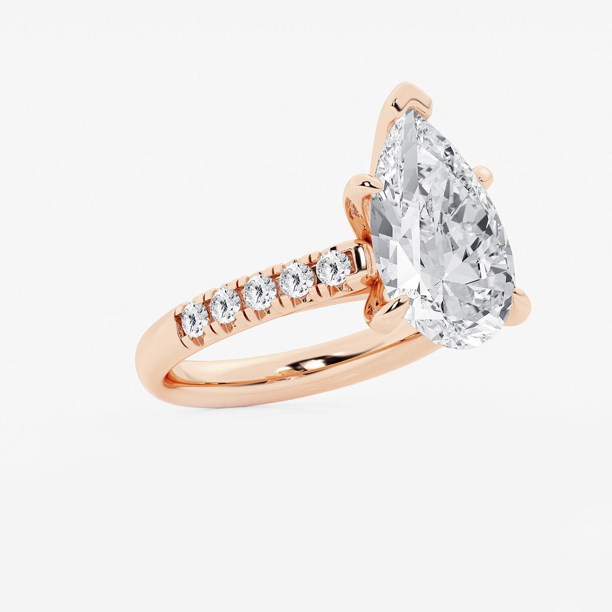 Additional Image 1 for  5 2/5 ctw Pear Lab Grown Diamond French Pave Engagement Ring