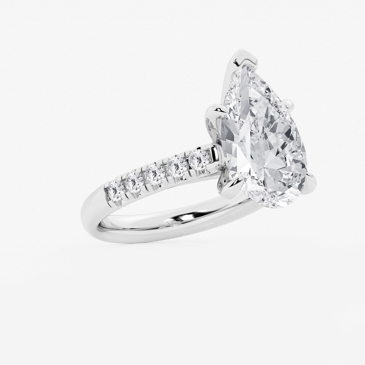 Additional Image 1 for  5 2/5 ctw Pear Lab Grown Diamond French Pave Engagement Ring