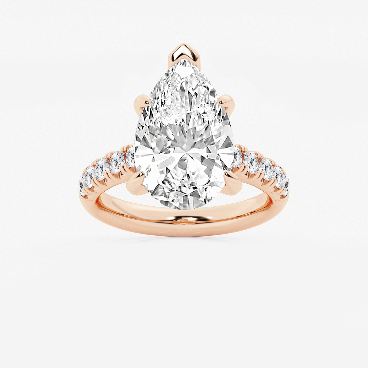 6 1/2 ctw Pear Lab Grown Diamond French Pave Engagement Ring