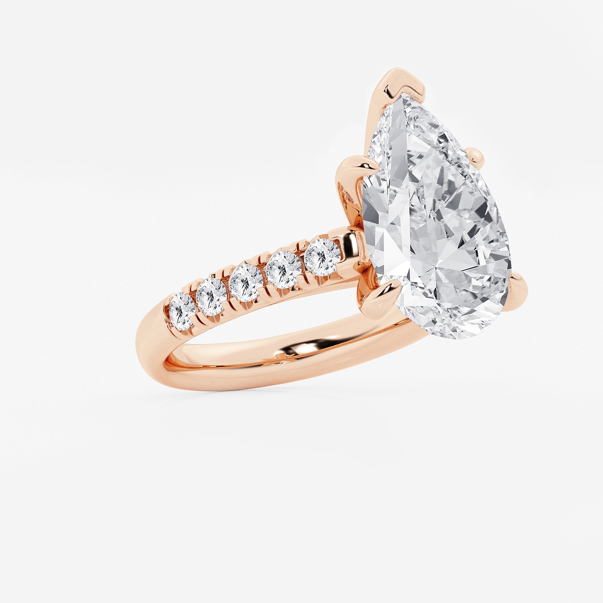 Additional Image 1 for  6 1/2 ctw Pear Lab Grown Diamond French Pave Engagement Ring