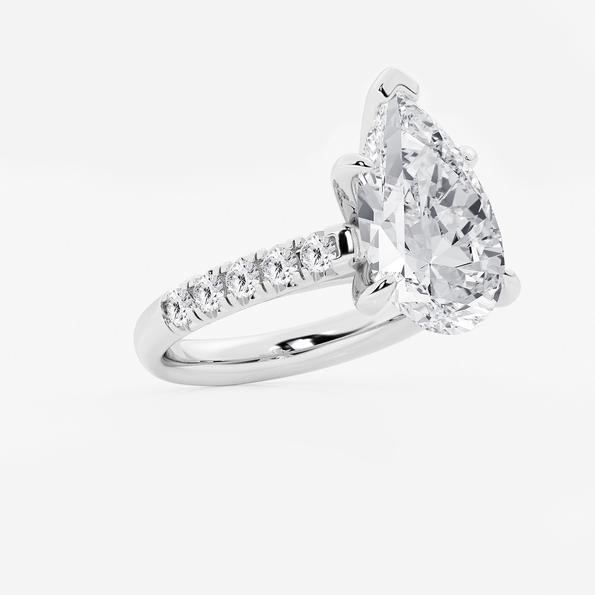 Additional Image 1 for  6 1/2 ctw Pear Lab Grown Diamond French Pave Engagement Ring