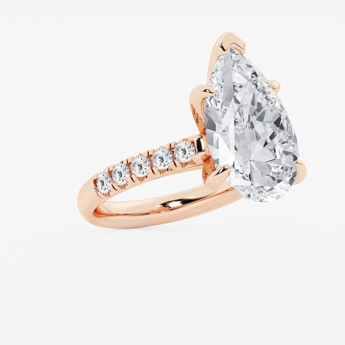 Additional Image 1 for  8 1/2 ctw Pear Lab Grown Diamond French Pave Engagement Ring