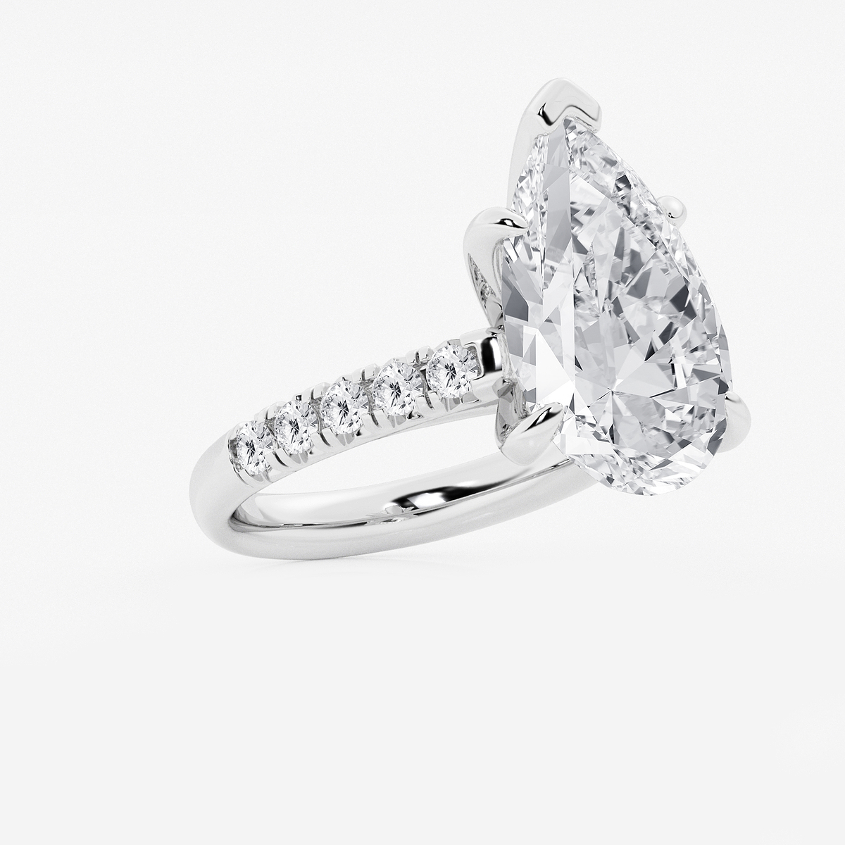Additional Image 1 for  8 1/2 ctw Pear Lab Grown Diamond French Pave Engagement Ring