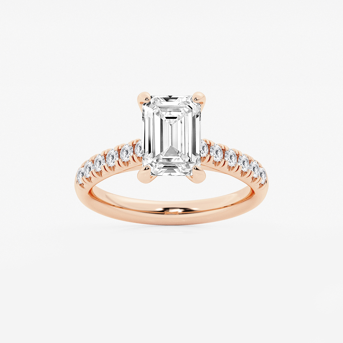 2 7/8 ctw Emerald Lab Grown Diamond French Pave Engagement Ring