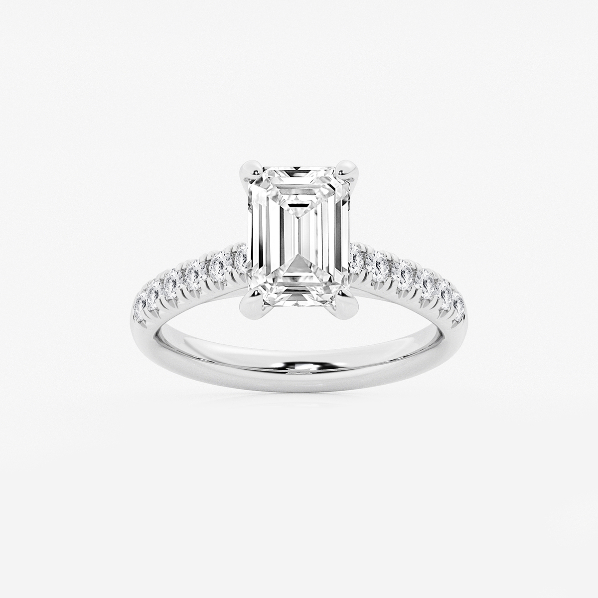 2 7/8 ctw Emerald Lab Grown Diamond French Pave Engagement Ring